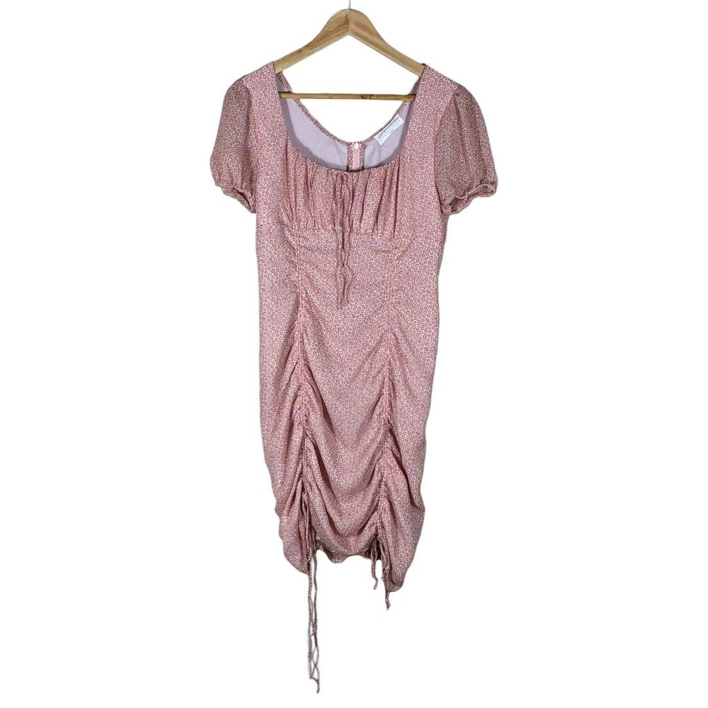 Native Daughters Ruched Floral Mini Dress Pink White Cottagecore Size Medium